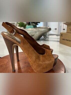 Brown Suede High Heel Slingback Pumps - Women's Stylish Dress Shoes